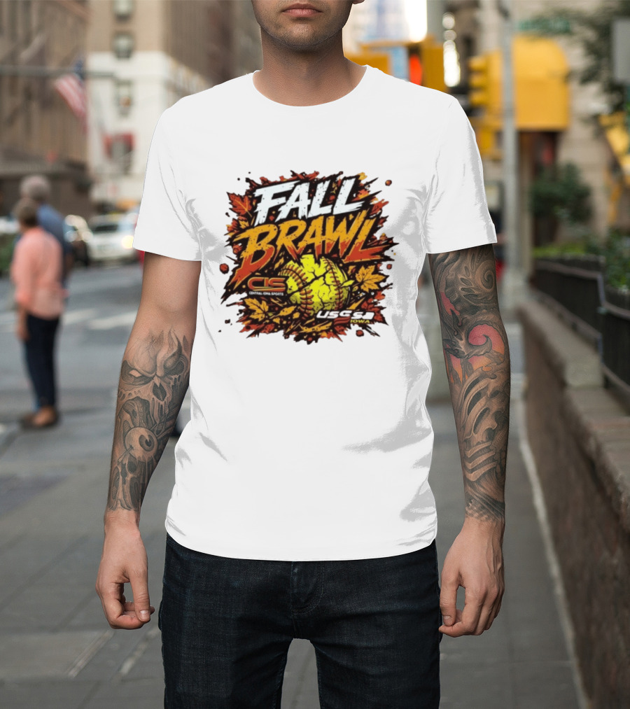 USSSA Fall Brawl Central Iowa Sports Tournament 2026 With Autumn Leaves And Softball T-Shirt