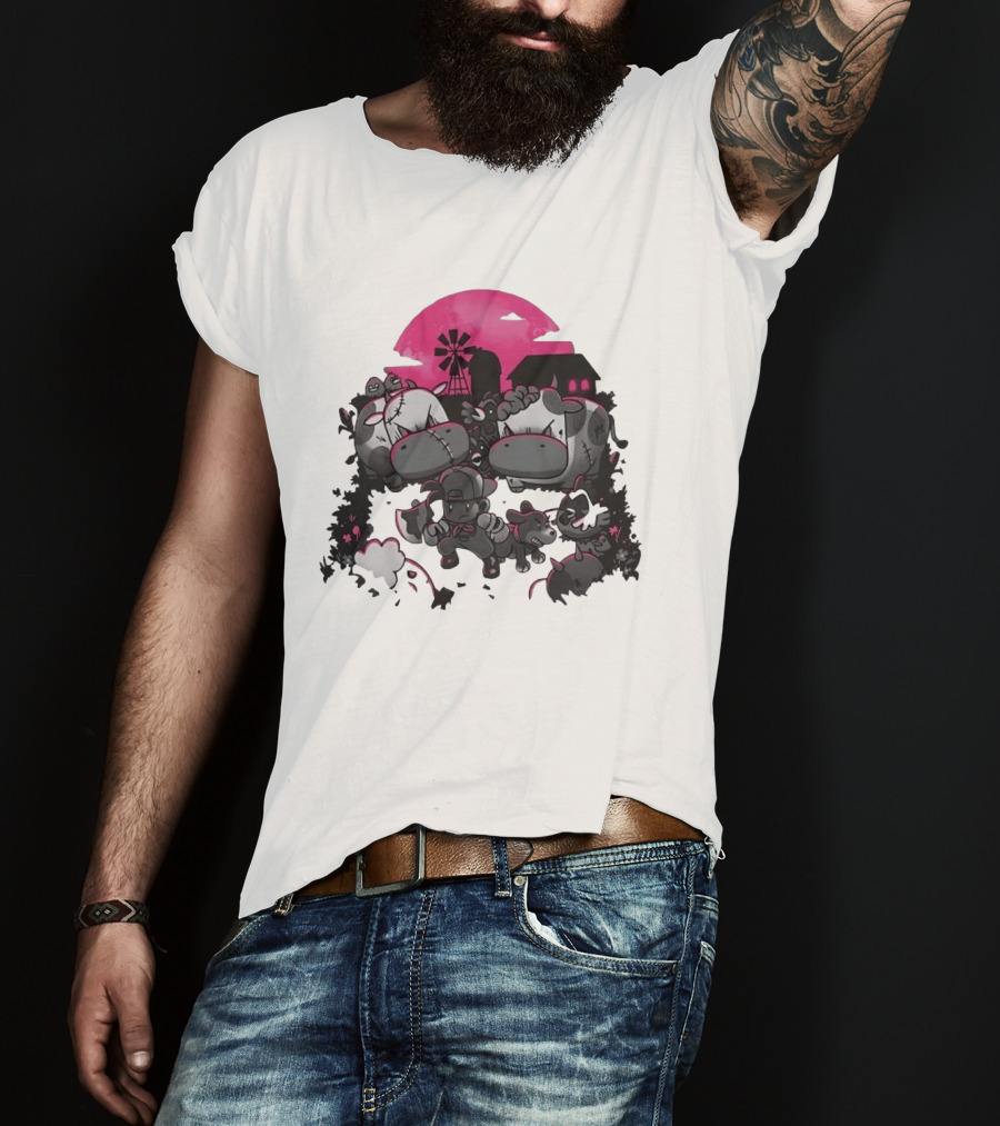 Zombie Farm Undead Creepy Cows Horror Scene T-Shirt