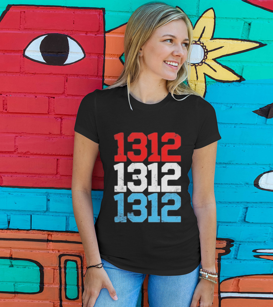 1312 ACAB Distressed Protest Red White Blue Stacked T-Shirt