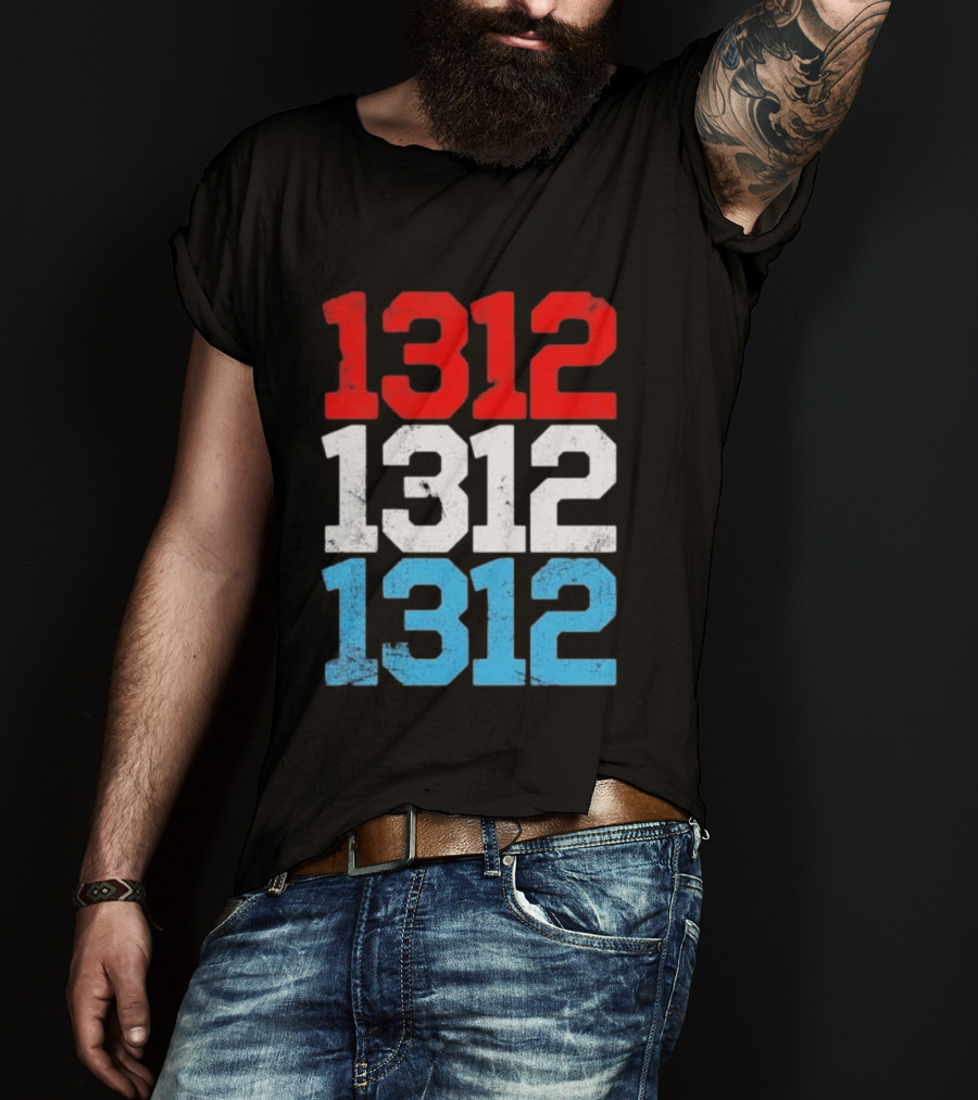 1312 ACAB Distressed Protest Red White Blue Stacked T-Shirt