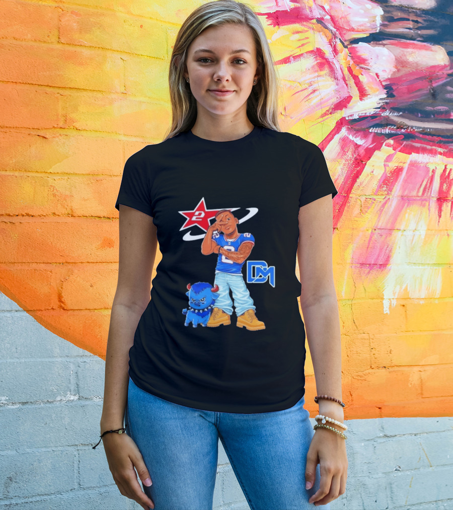 DJ Moore No 2 Buffalo Bills Cartoon Player With Buffalo And Red Star T-Shirt