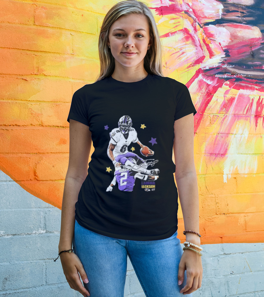 Lamar Jackson Baltimore Ravens Stars Rodgers 2 NFL T-Shirt