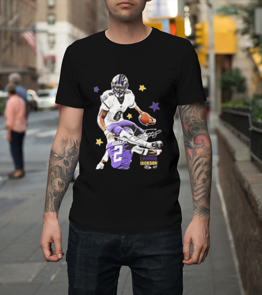 Lamar Jackson Baltimore Ravens Stars Rodgers 2 NFL T-Shirt