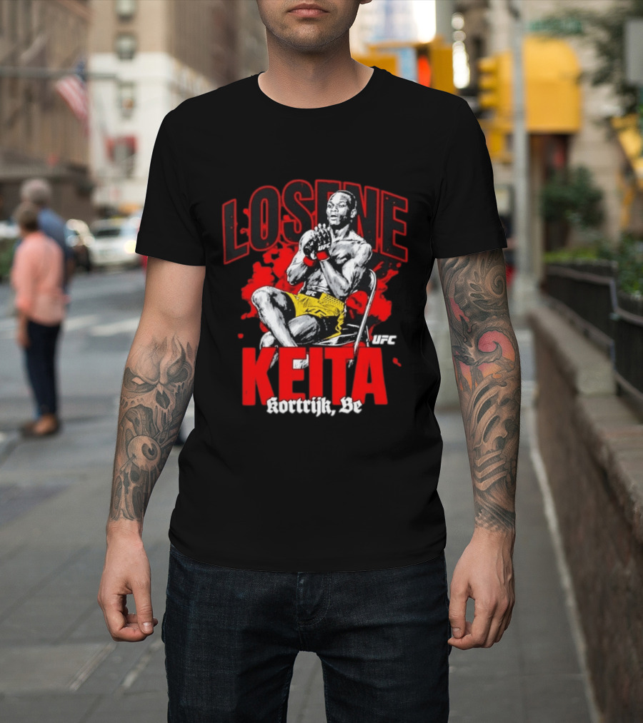 Losene Keita UFC Kortrijk Be MMA Fighter Pose In Bold Red And Yellow T-Shirt