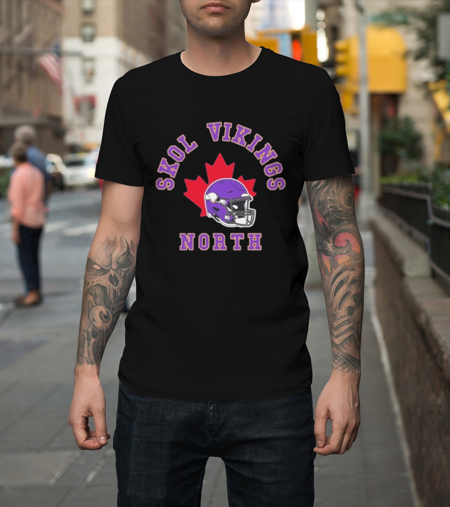 Skol Vikings North Canada 2026 Football Helmet Red Maple Leaf T-Shirt