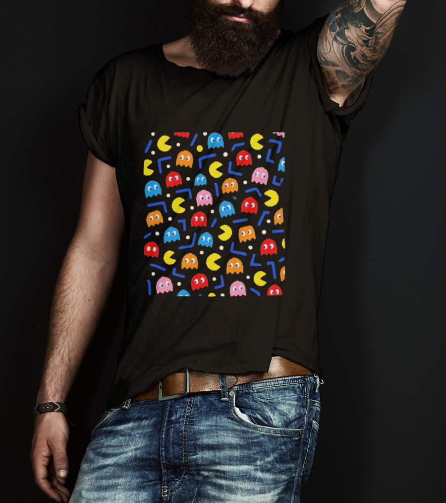 Pac Man Arcade Video Game Ghosts And Dots T-Shirt