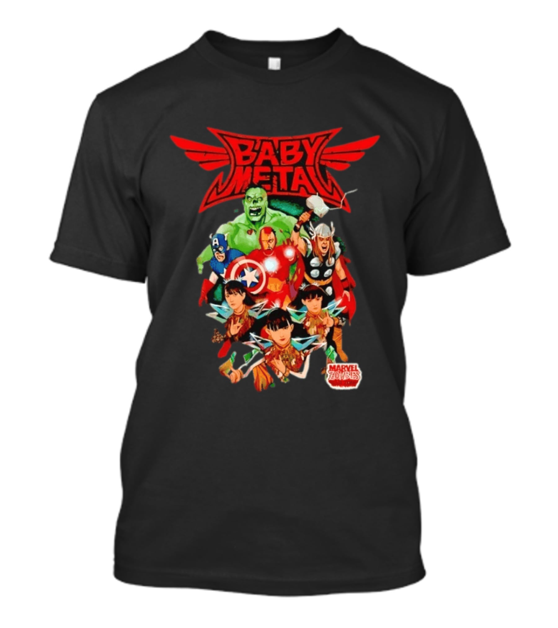 Babymetal X Marvel Zombies Avengers Collaboration May 2012 Heavy Metal T-Shirt