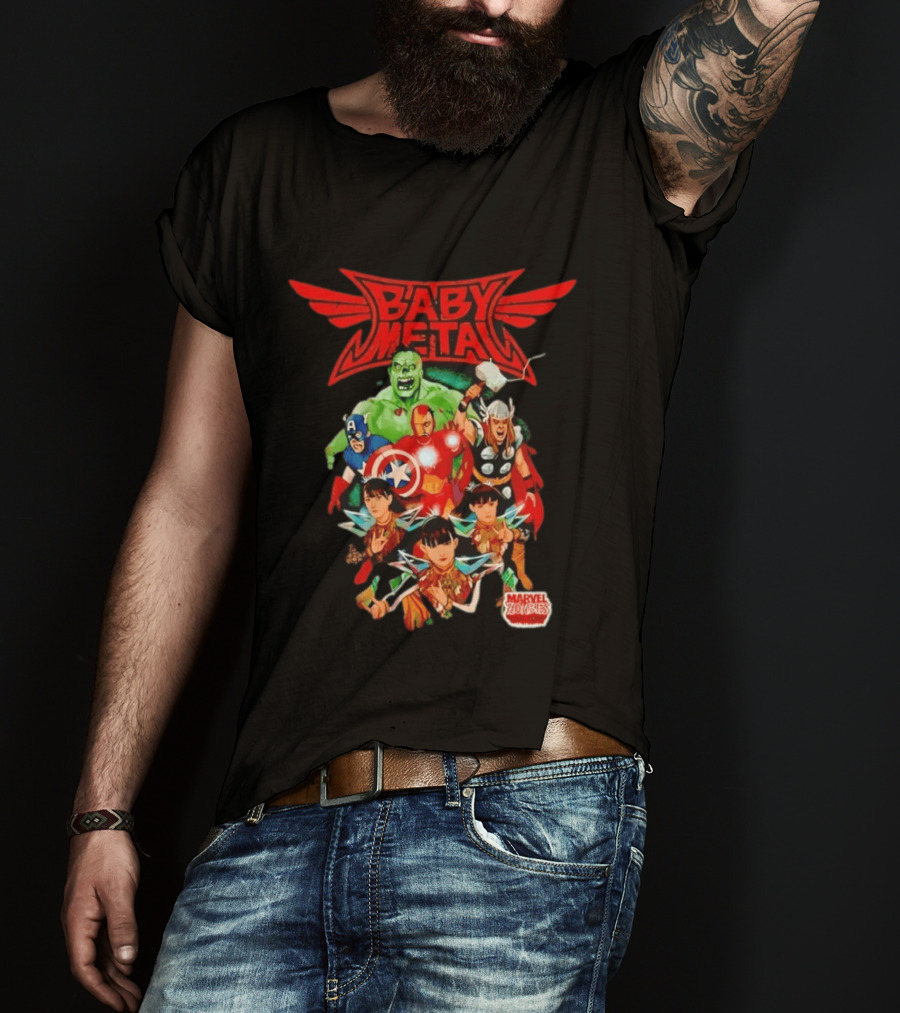 Babymetal X Marvel Zombies Avengers Collaboration May 2012 Heavy Metal T-Shirt