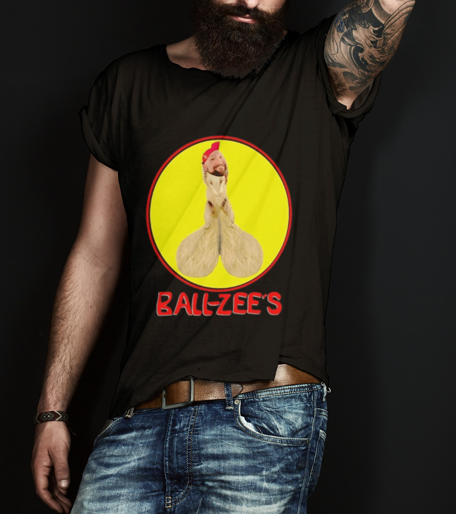 Ball Zee's Squirrel Meme Circle Red Cap T-Shirt