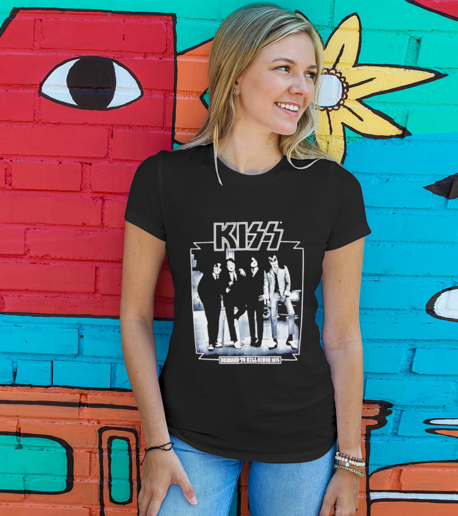 Kiss Dressed To Kill Since 1975 Rock Music Band T-Shirt
