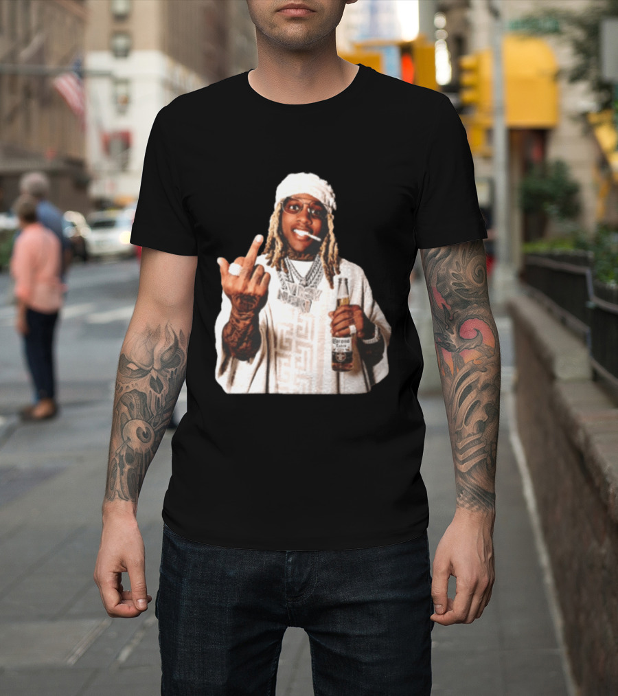 Lil Durk Only The Family Vroy Nick Corona Extra Beer Smoking Middle Finger T-Shirt