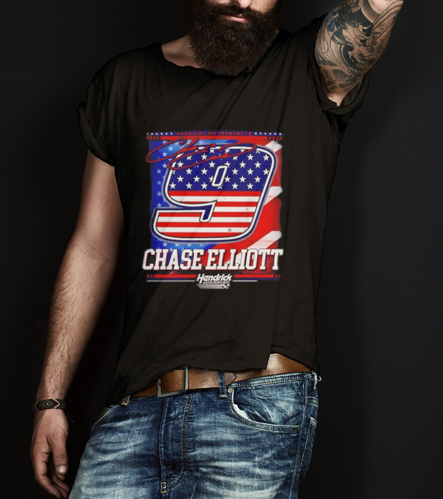 Chase Elliott 9 Hendrick Motorsports American Flag Racing T-Shirt