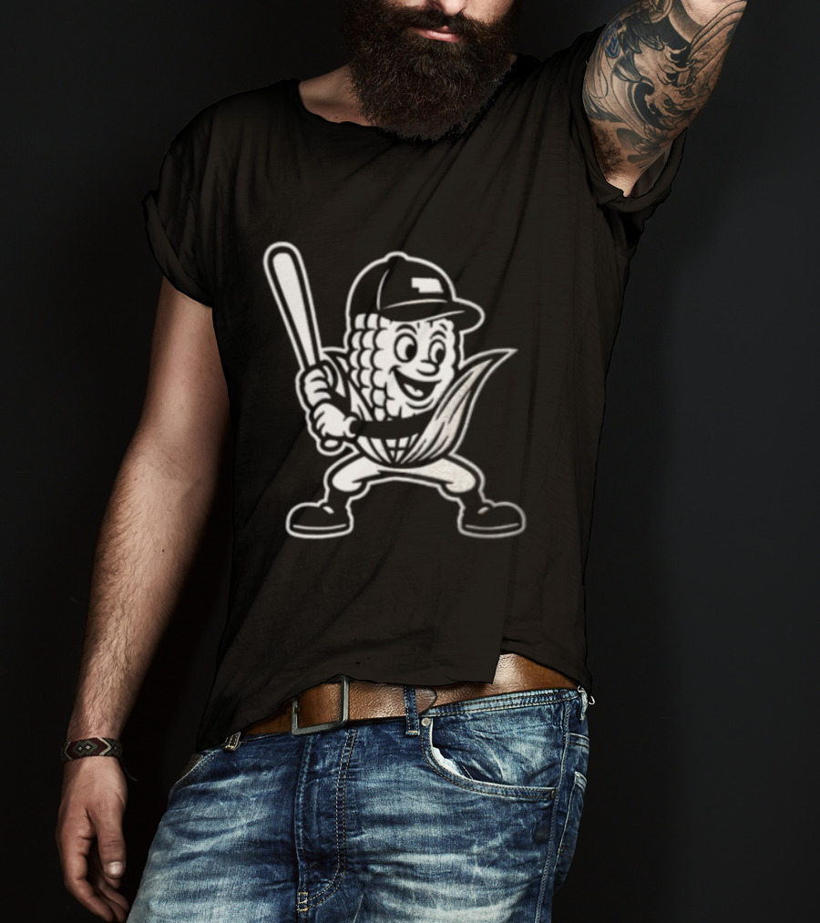 Cornhusker Nebraska Cornhuskers Baseball Mascot With Bat T-Shirt