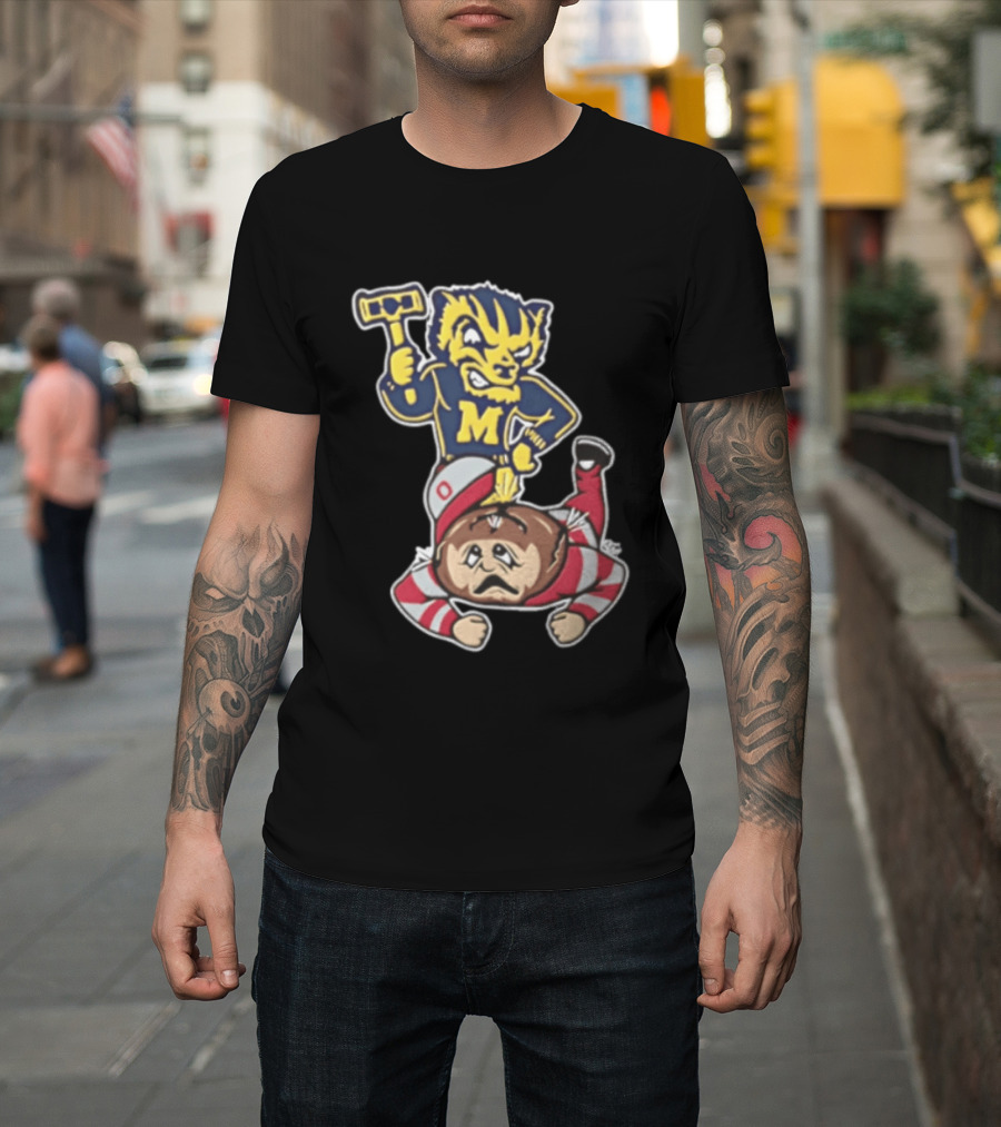 Michigan Wolverines Vs Ohio State Buckeyes Football Rivalry Mascot Showdown T-Shirt