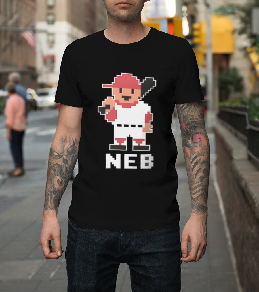 Nebraska Cornhuskers 8 Bit Baseball Player NEB T-Shirt