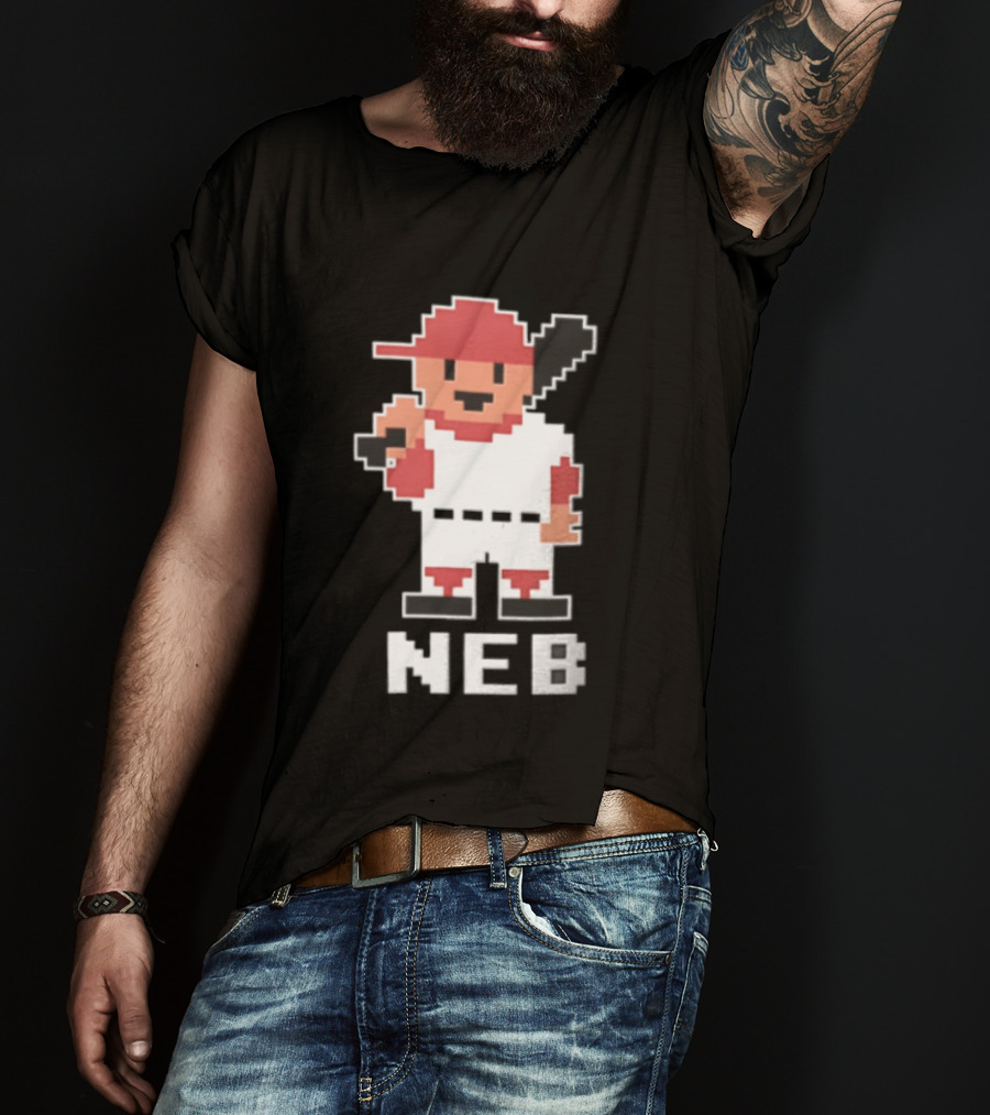 Nebraska Cornhuskers 8 Bit Baseball Player NEB T-Shirt