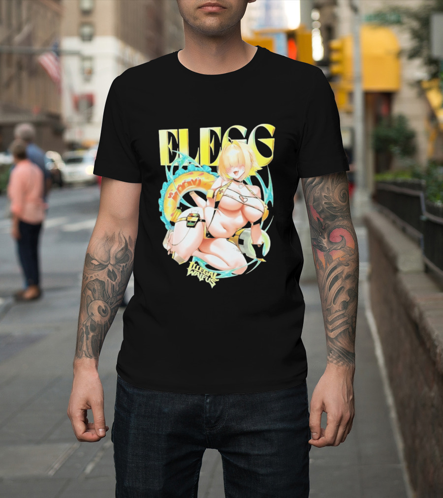 Elegg Illegal Waifus Electric Anime Character Beach Vibes T-Shirt