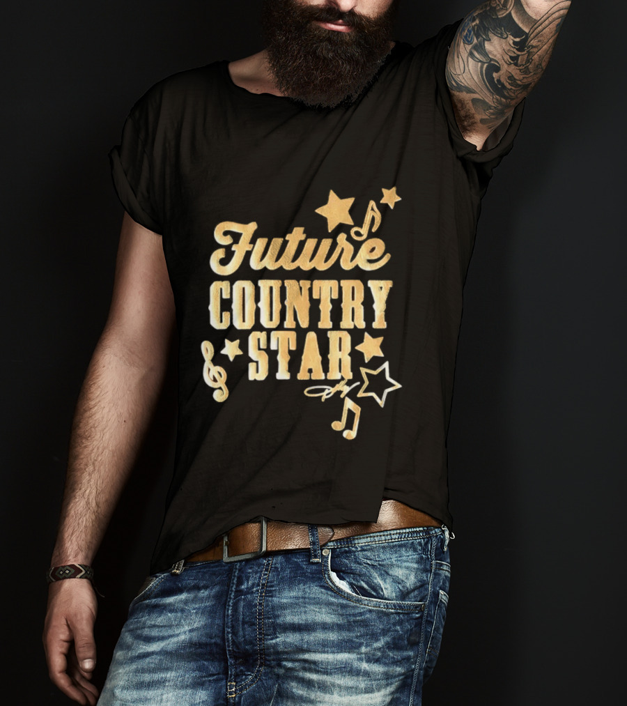 Future Country Star Musician Singer Golden Notes And Stars T-Shirt