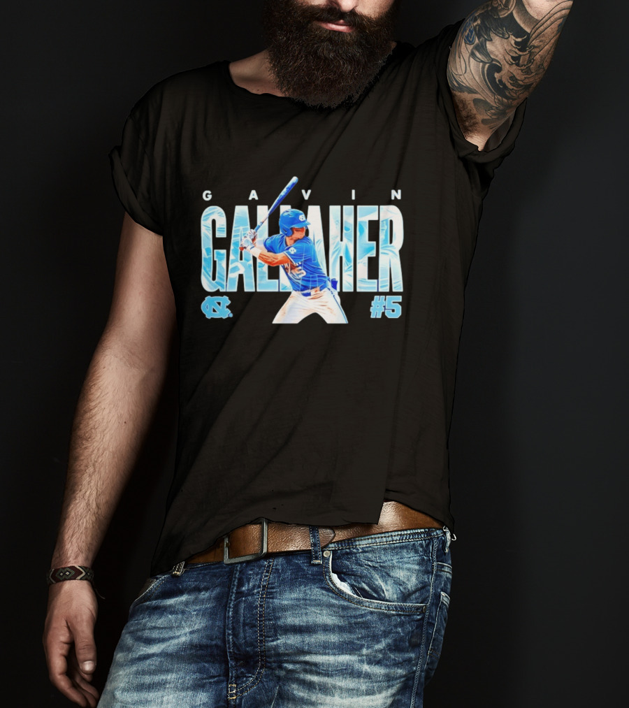 Gavin Gallaher #5 University Of North Carolina Tar Heels NCAA Baseball Player T-Shirt