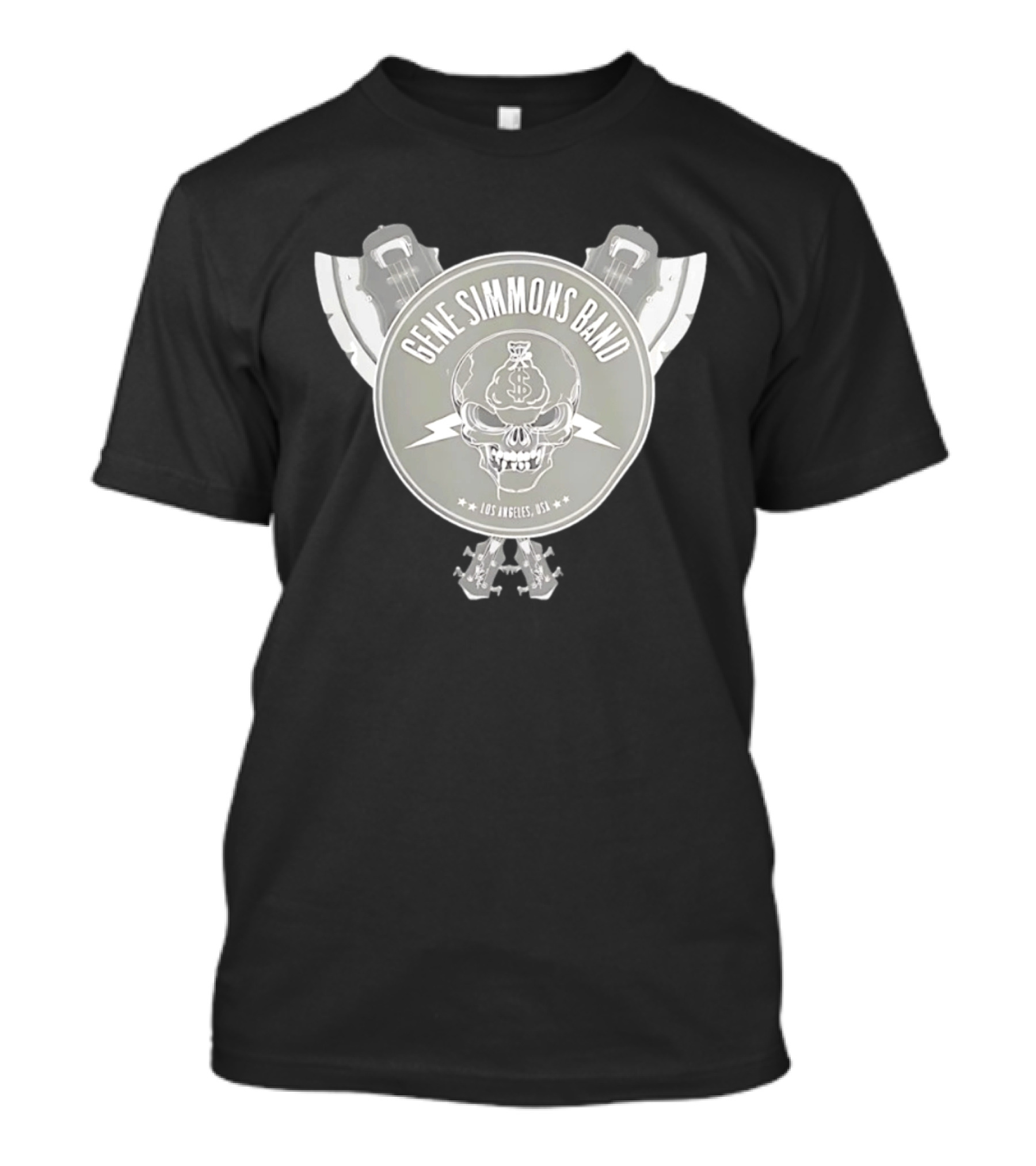 Gene Simmons Band Los Angeles USA Skull Dollar Bass Guitar Wings T-Shirt