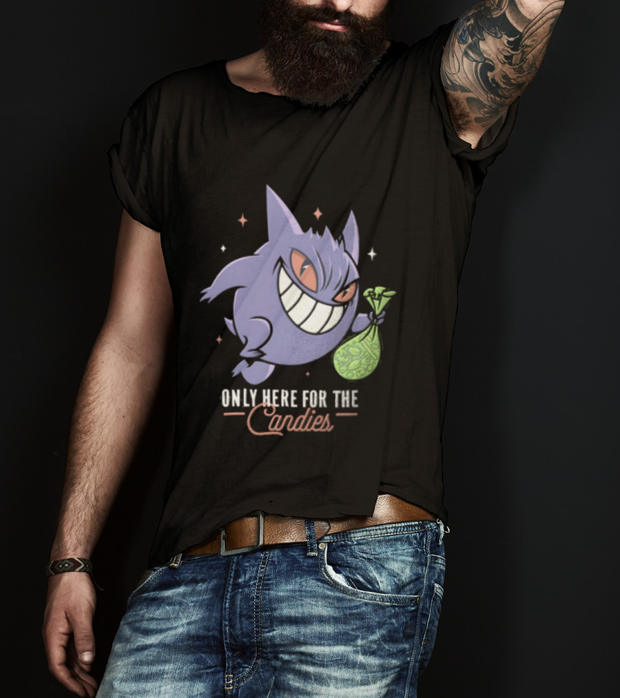 Gengar Only Here For The Candies Halloween Fun T-Shirt
