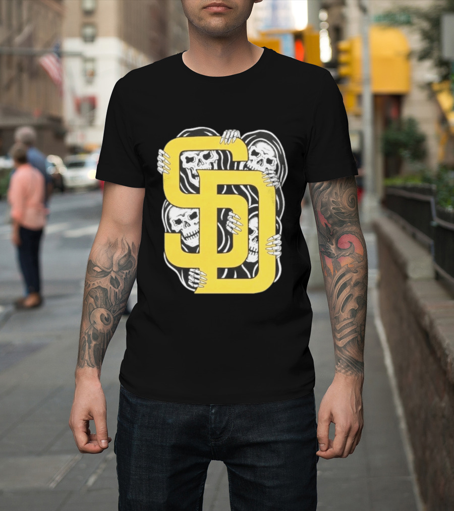 San Diego Padres SD Yellow Grim Reaper Skeletons T-Shirt