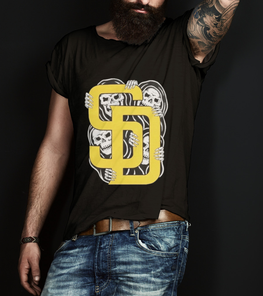 San Diego Padres SD Yellow Grim Reaper Skeletons T-Shirt