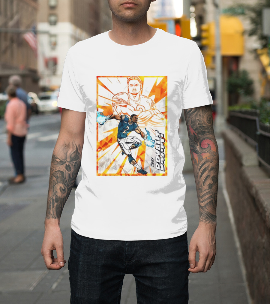 Coby Bryant Seattle Seahawks Football Card Dynamic Illustration With Chicago Bears T-Shirt