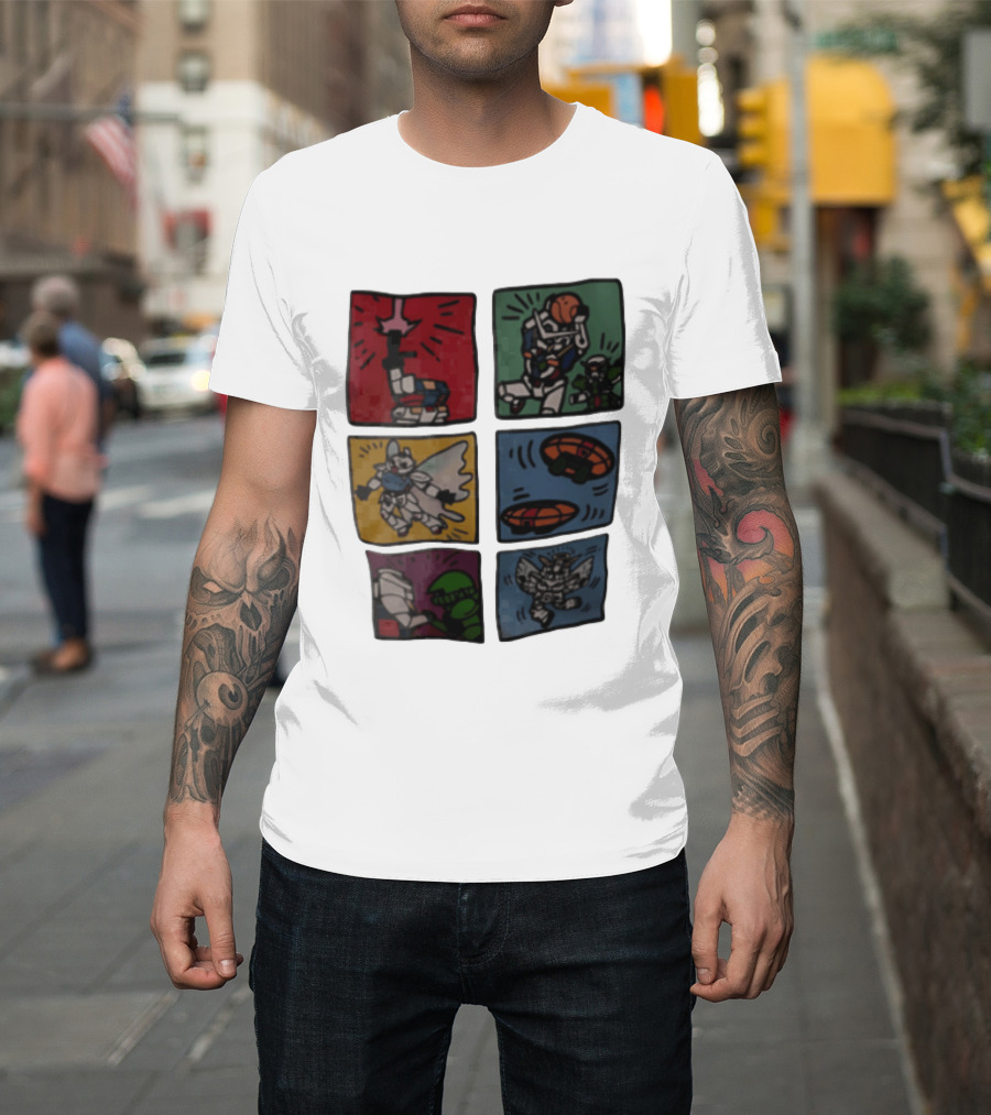 Keith Haring Japanese Mecha Robot Comic Panels Pop Cartoon T-Shirt