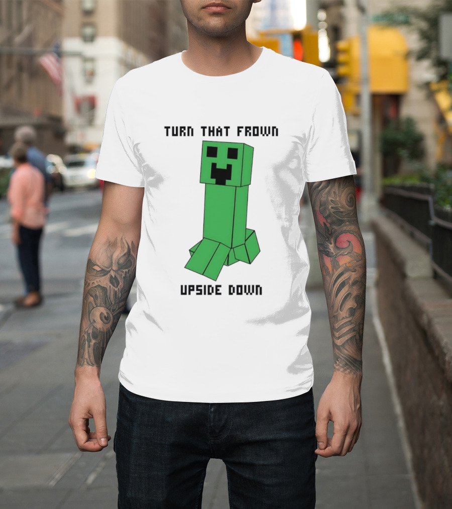 Creeper Turn That Frown Upside Down Gaming Block T-Shirt