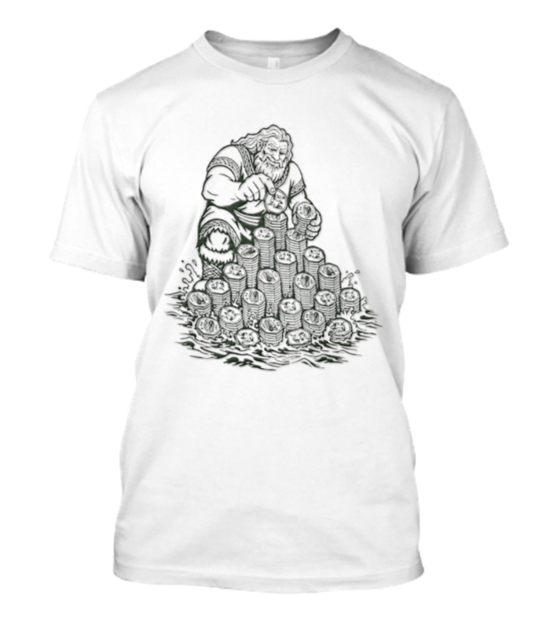 Dagda Irish Mythology Deity With Ireland 50p Coins Currency T-Shirt