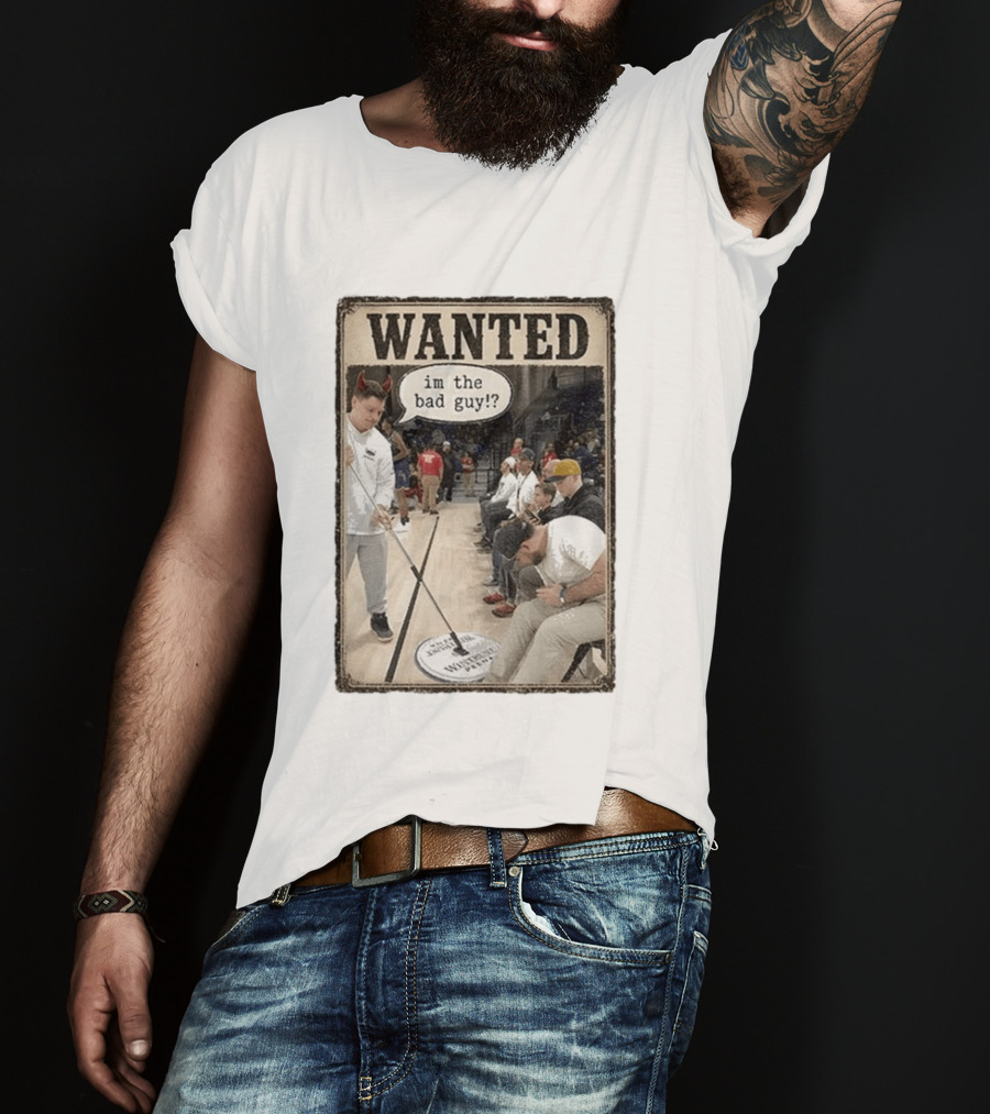 Wanted Im The Bad Guy!? Basketball Court Scene With Devil Horns T-Shirt