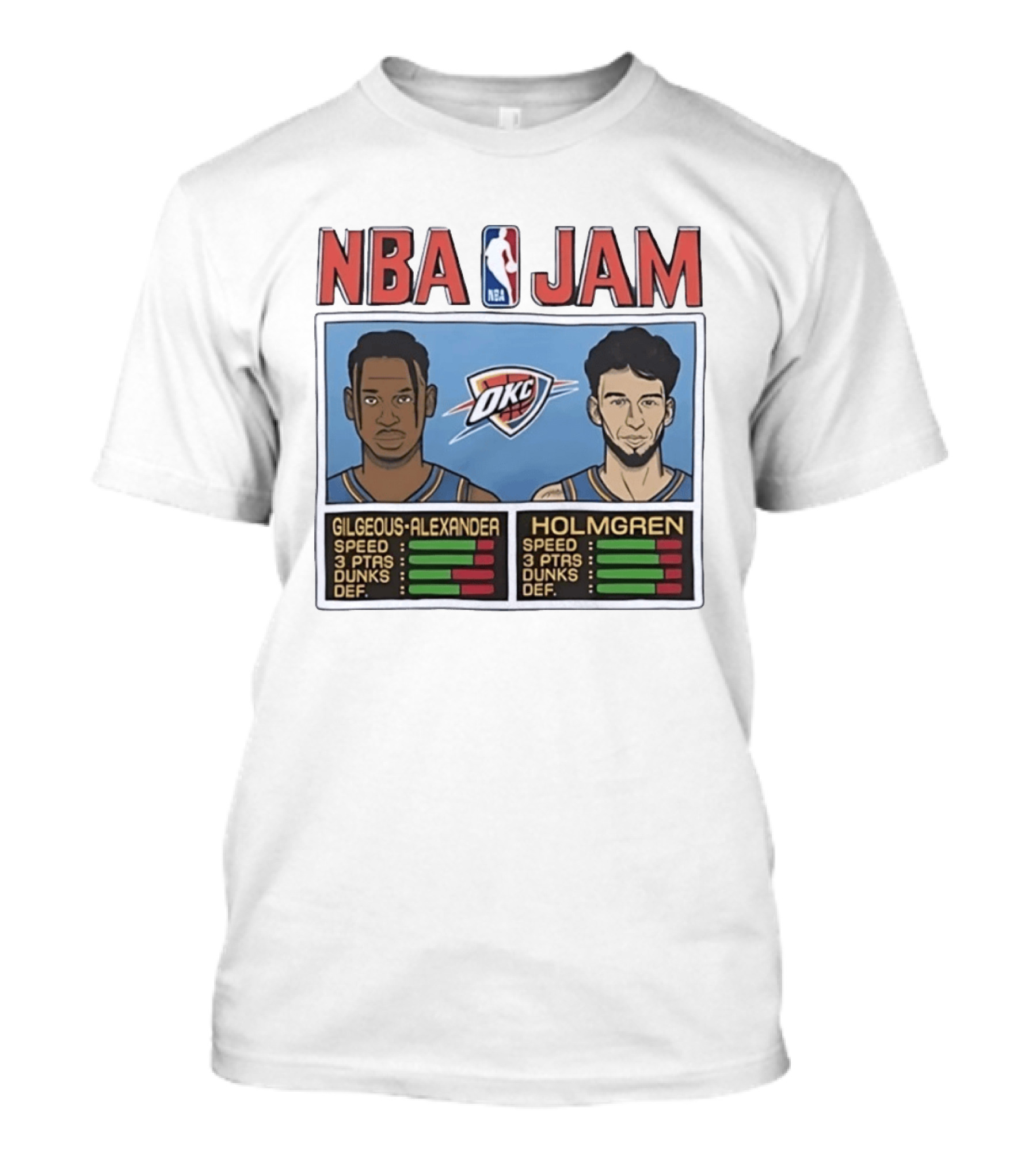 NBA Jam Shai Gilgeous Alexander Chet Holmgren OKC Thunder Stats T-Shirt