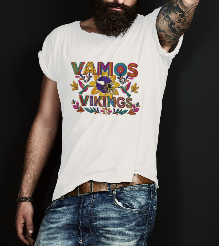 Minnesota Vikings Vamos Alebrije Football Helmet Floral T-Shirt