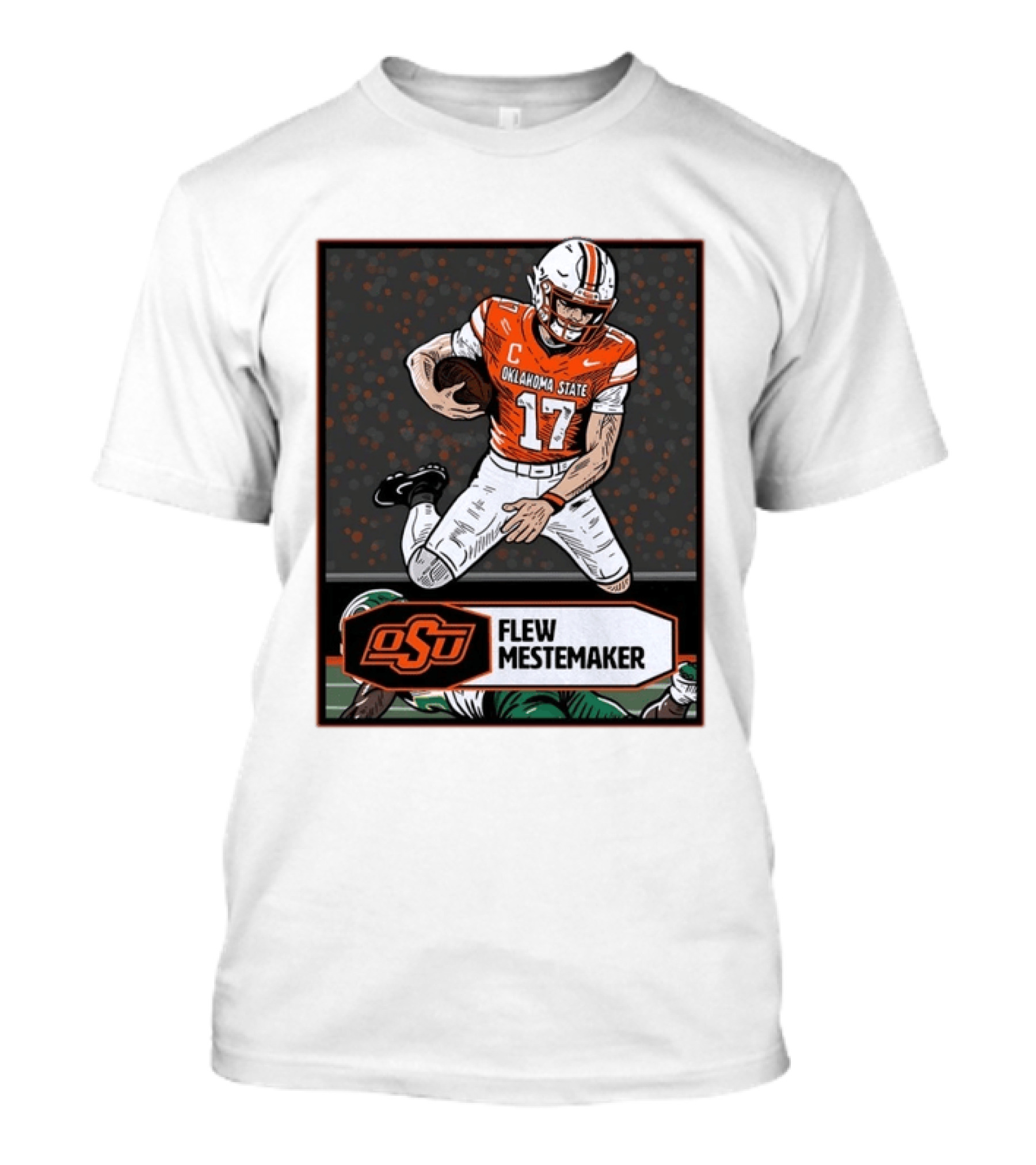 Oklahoma State Cowboys Flew Mestemaker 17 College Football Player Card T-Shirt