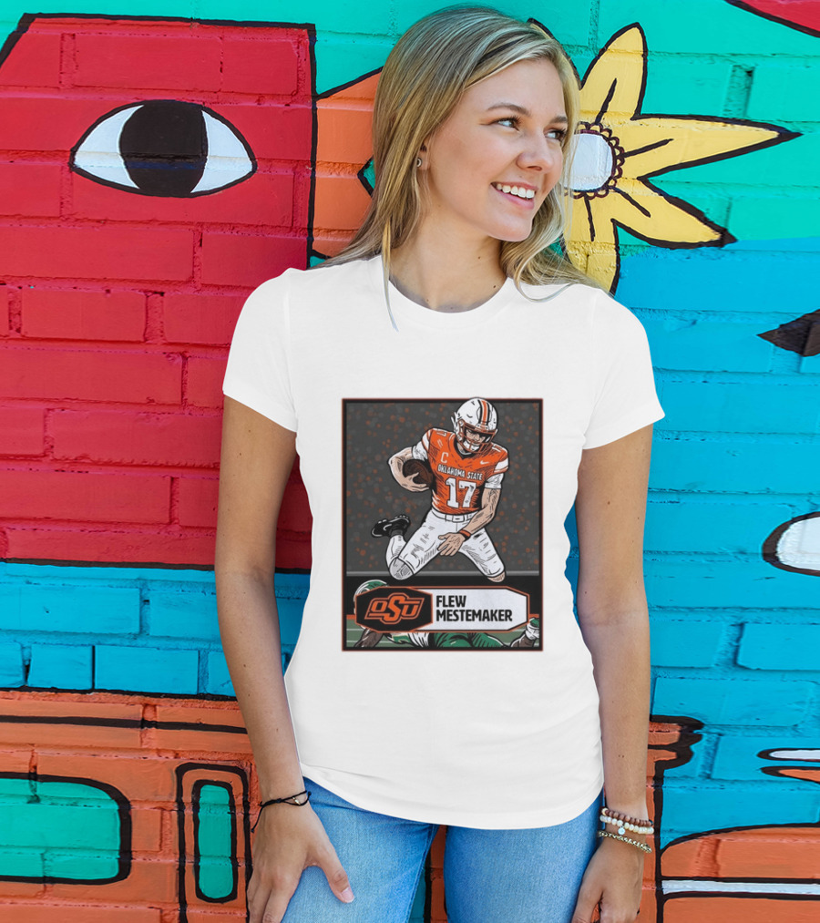 Oklahoma State Cowboys Flew Mestemaker 17 College Football Player Card T-Shirt