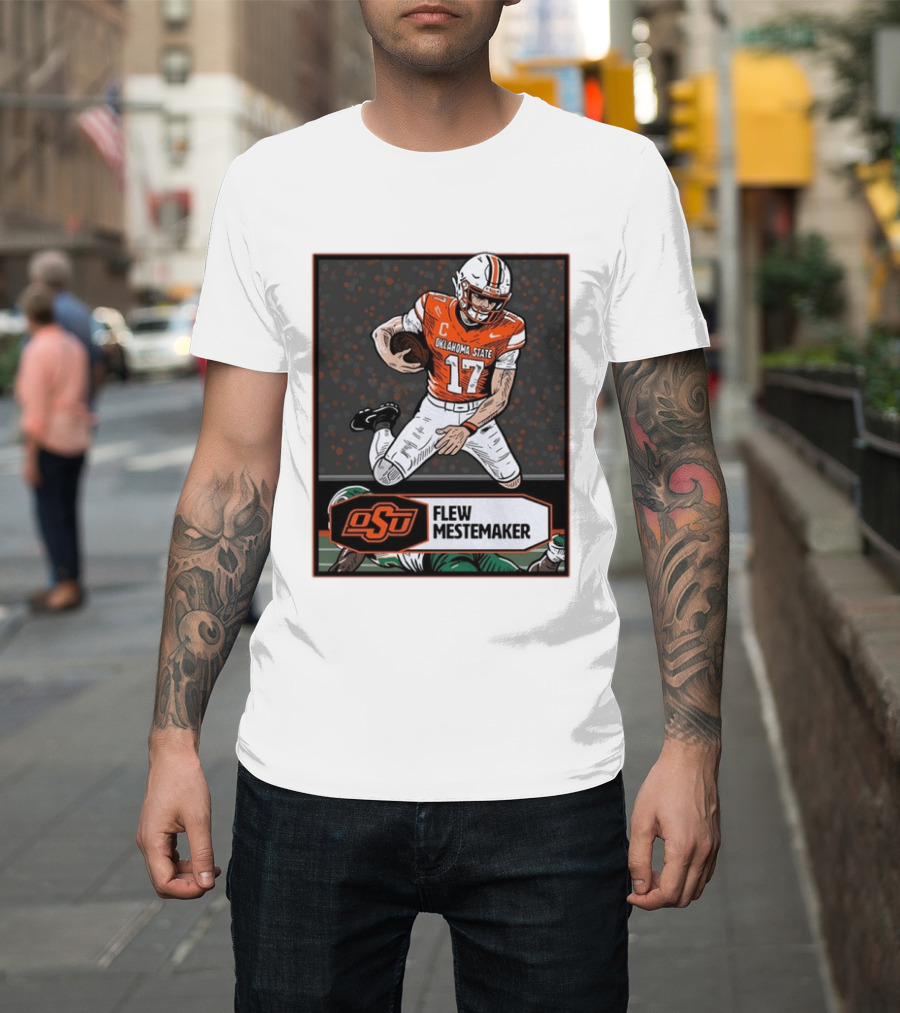 Oklahoma State Cowboys Flew Mestemaker 17 College Football Player Card T-Shirt