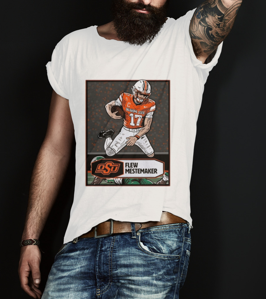 Oklahoma State Cowboys Flew Mestemaker 17 College Football Player Card T-Shirt