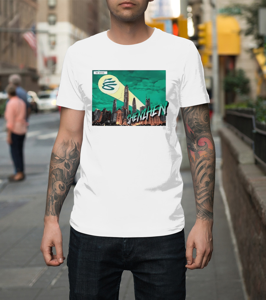 Shenzhen City Skyline With Illuminated Beacon And Clouds T-Shirt