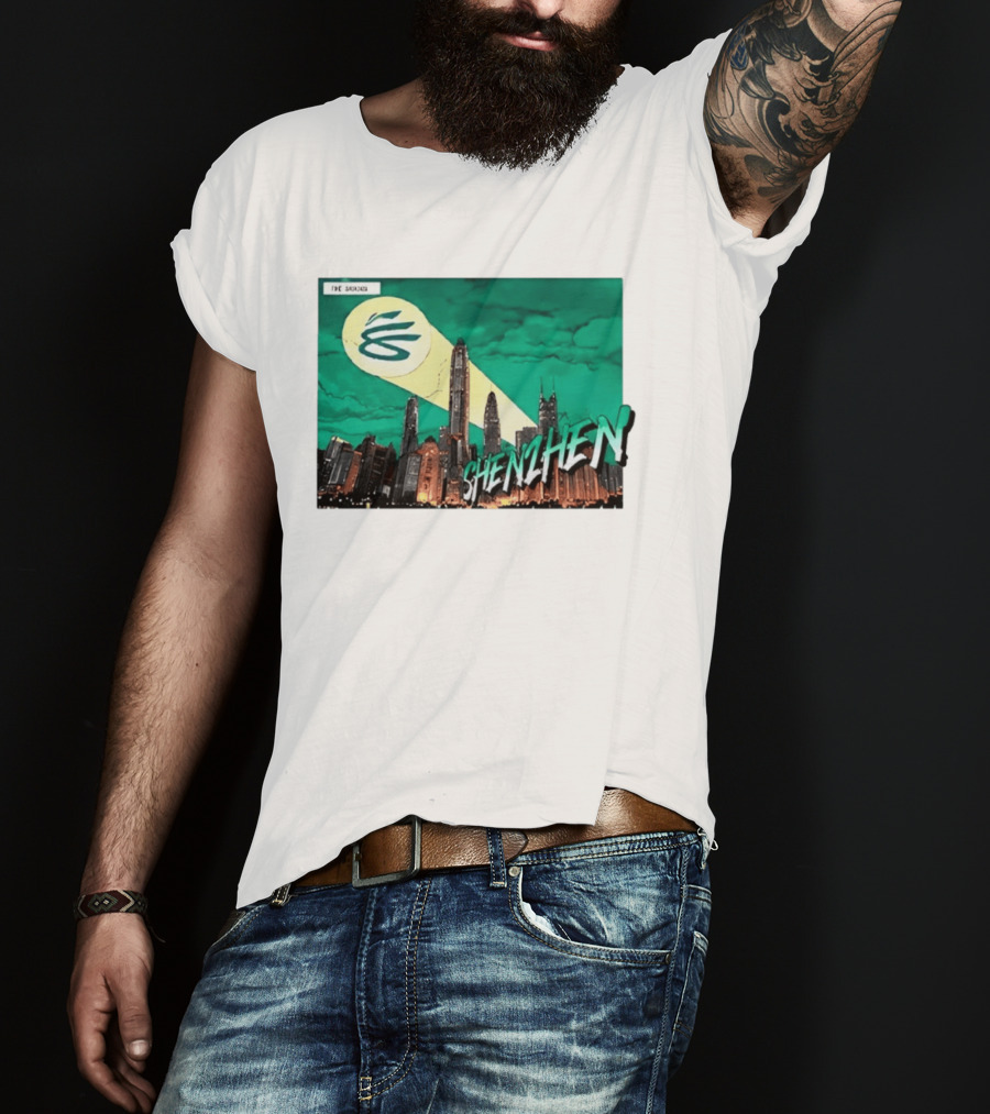 Shenzhen City Skyline With Illuminated Beacon And Clouds T-Shirt