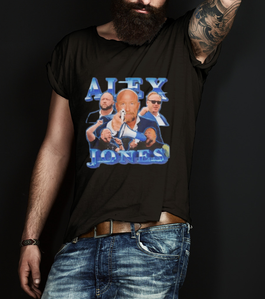 Alex Jones Collage InfoWars Media Personality Megaphone Images T-Shirt