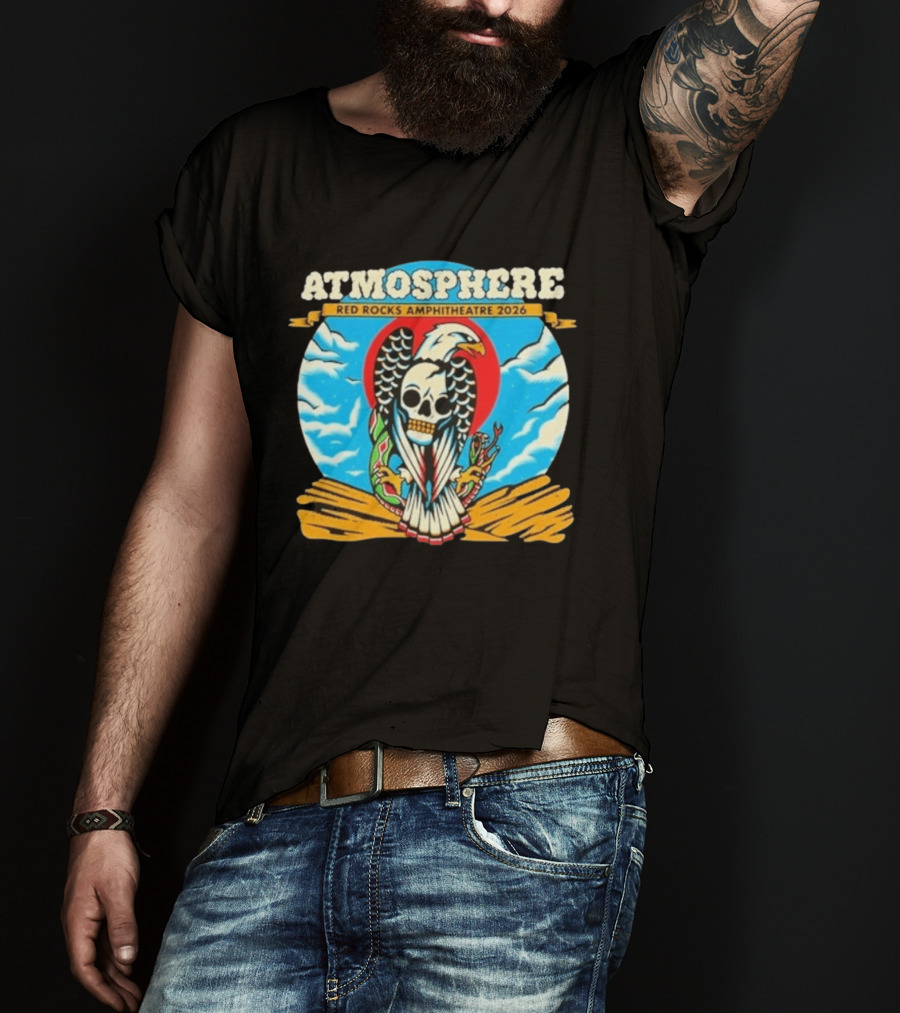 Atmosphere Red Rocks Amphitheatre 2026 Eagle Skull Clouds T-Shirt