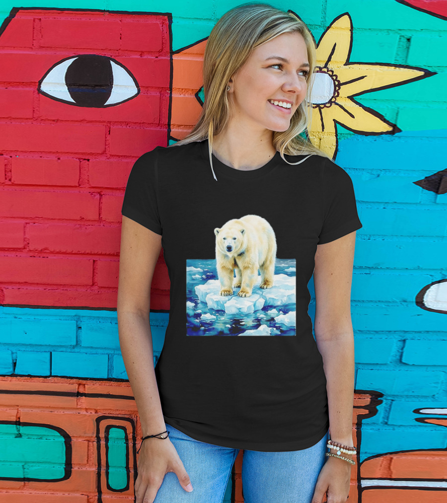 Majestic Polar Bear On Melting Iceberg Arctic Wildlife Scene T-Shirt