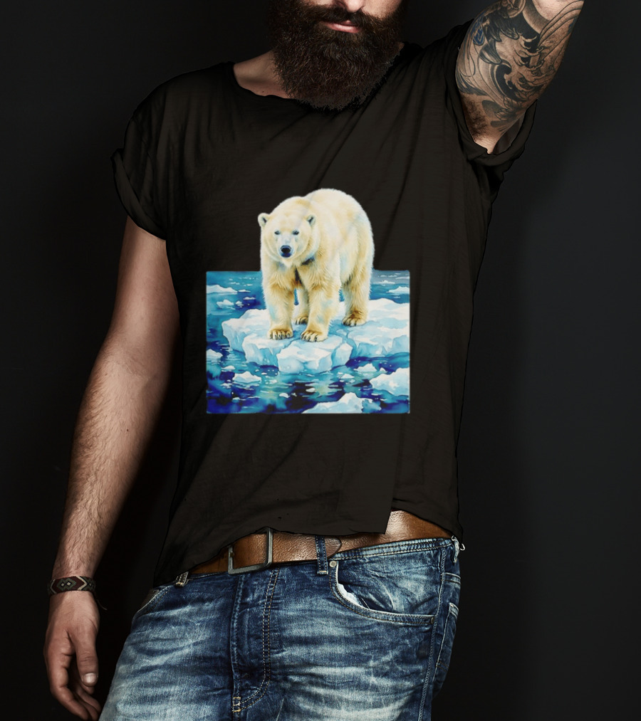 Majestic Polar Bear On Melting Iceberg Arctic Wildlife Scene T-Shirt