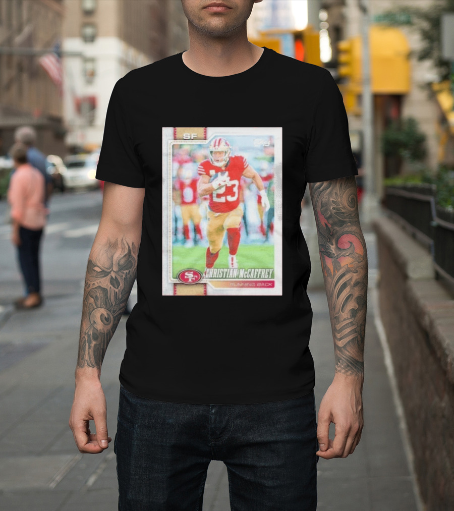 Christian McCaffrey SF 49ers Running Back No 23 NFL Player Card T-Shirt