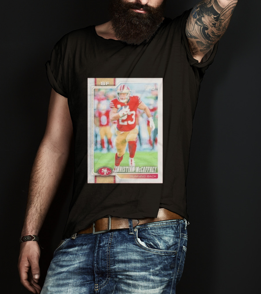Christian McCaffrey SF 49ers Running Back No 23 NFL Player Card T-Shirt