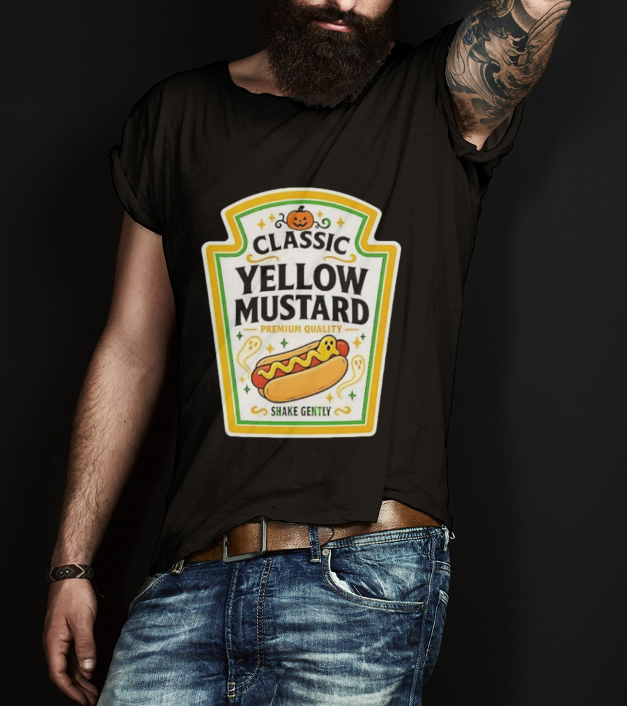 Classic Yellow Mustard Premium Quality Halloween Hot Dog Shake Gently T-Shirt