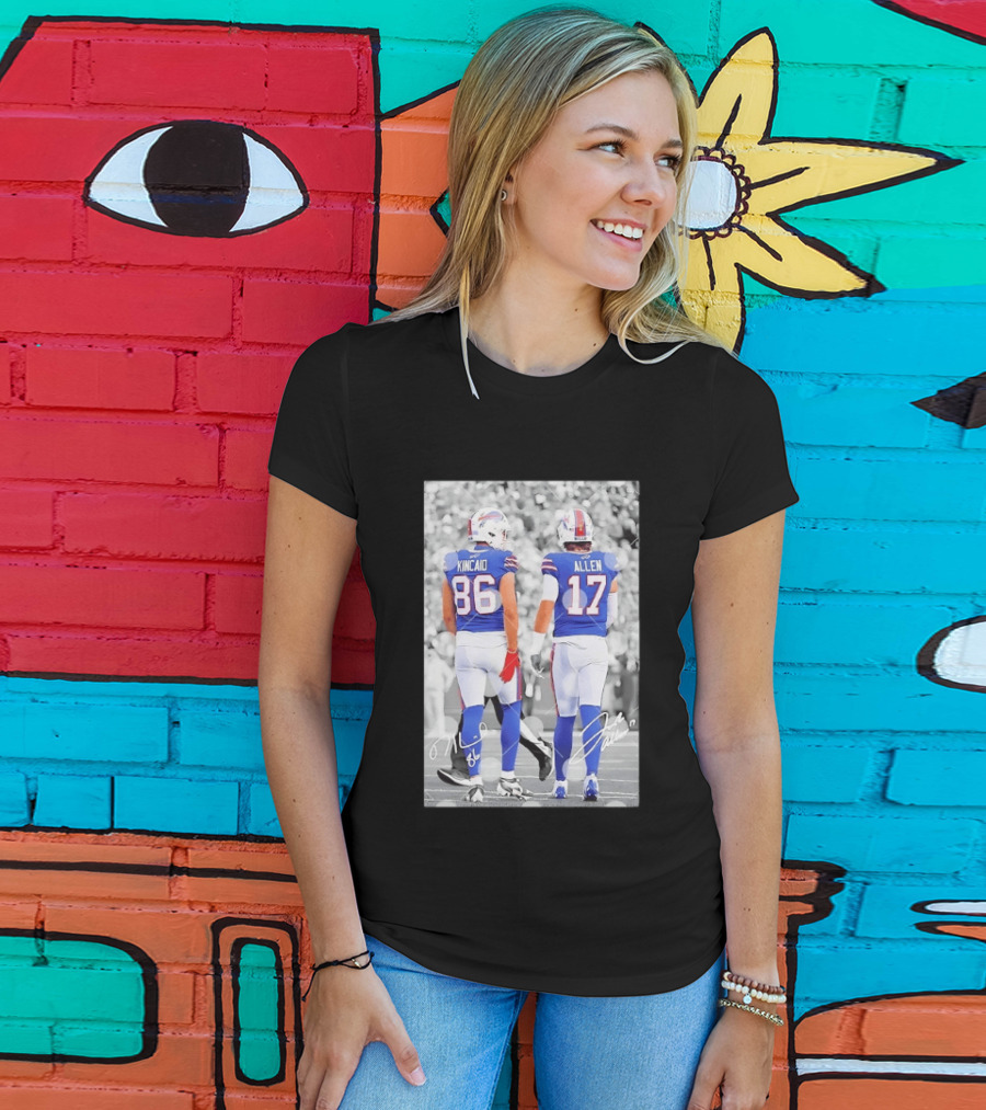 Buffalo Bills Dalton Kincaid 86 And Josh Allen 17 NFL Football Team Players T-Shirt