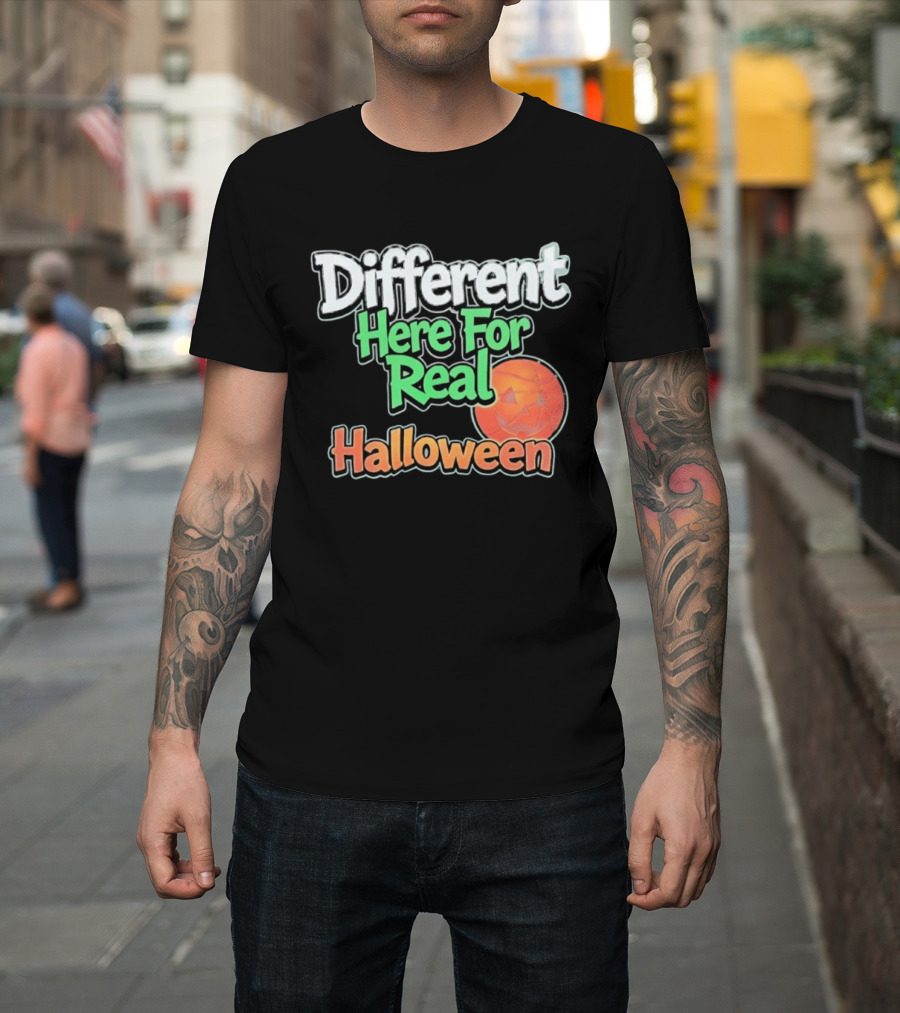 Different Here For Real Halloween Pumpkin Basketball T-Shirt