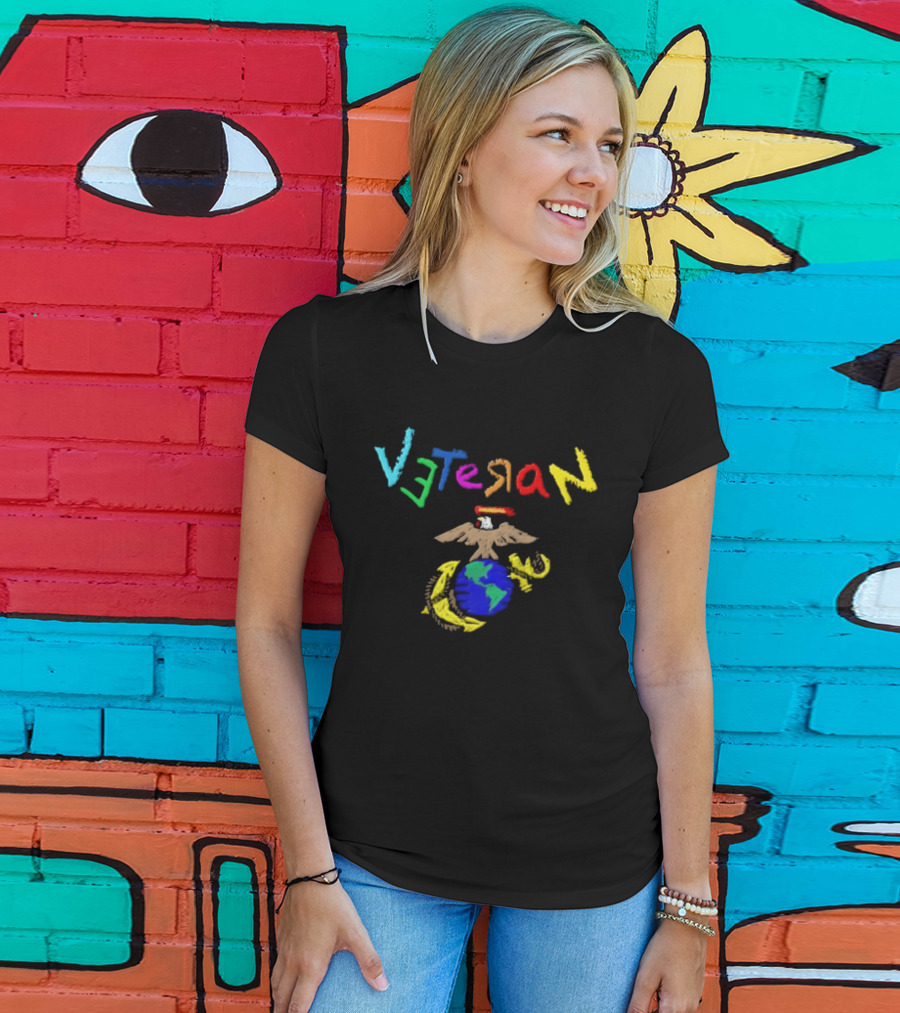 Veteran Eagle Globe And Anchor Colorful Military T-Shirt